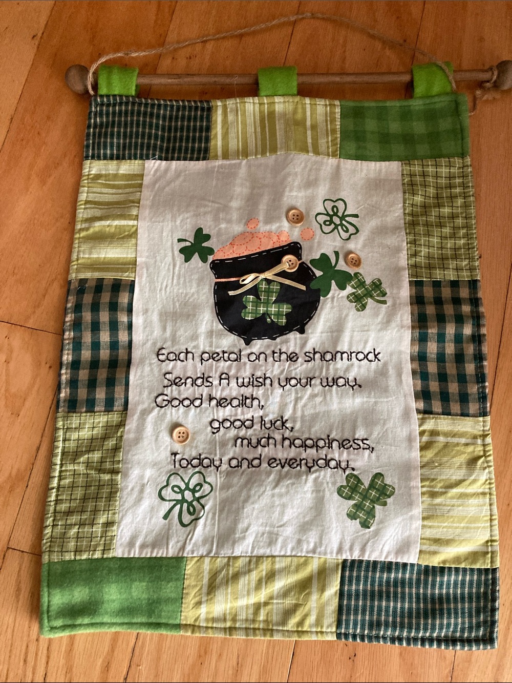 Irish Petal shamrock homemade wall hanging